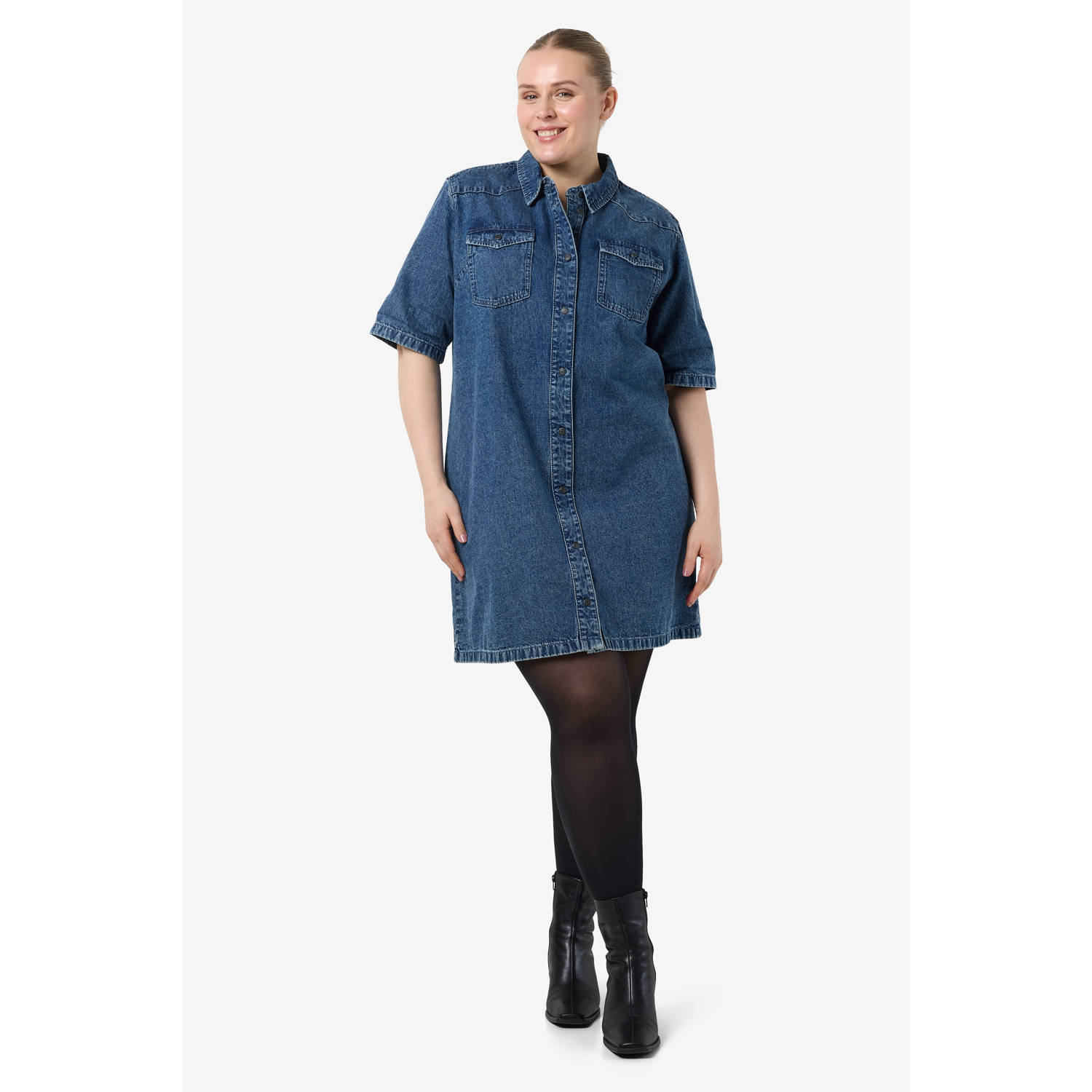 NOISY MAY Curve spijkerjurk dark blue denim