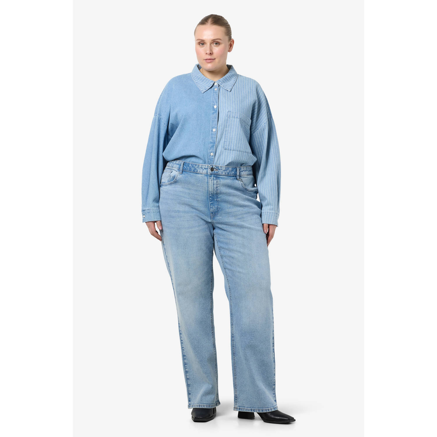NOISY MAY Curve high waist light blue denim