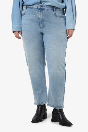 high waist light blue denim