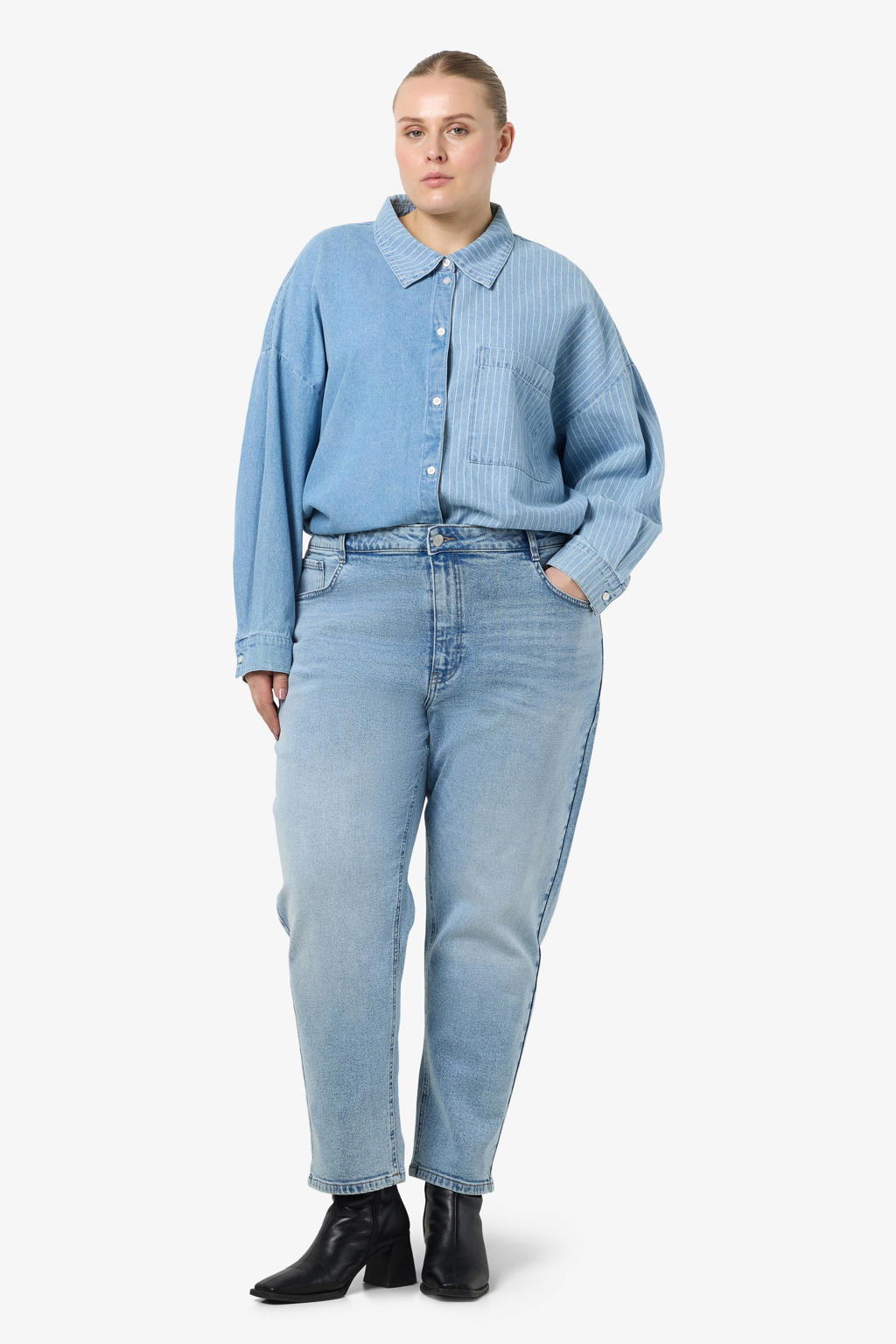 NOISY MAY Curve high waist light blue denim