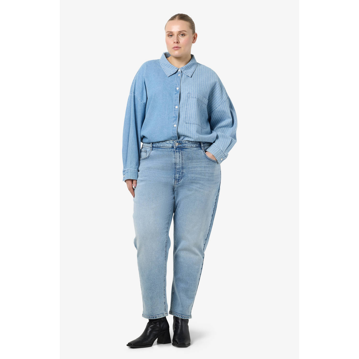 NOISY MAY Curve high waist light blue denim