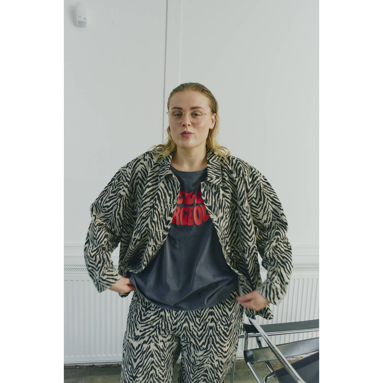 NOISY MAY Curve T-shirt antraciet