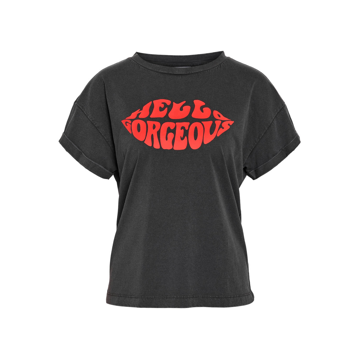 NOISY MAY Curve T-shirt antraciet