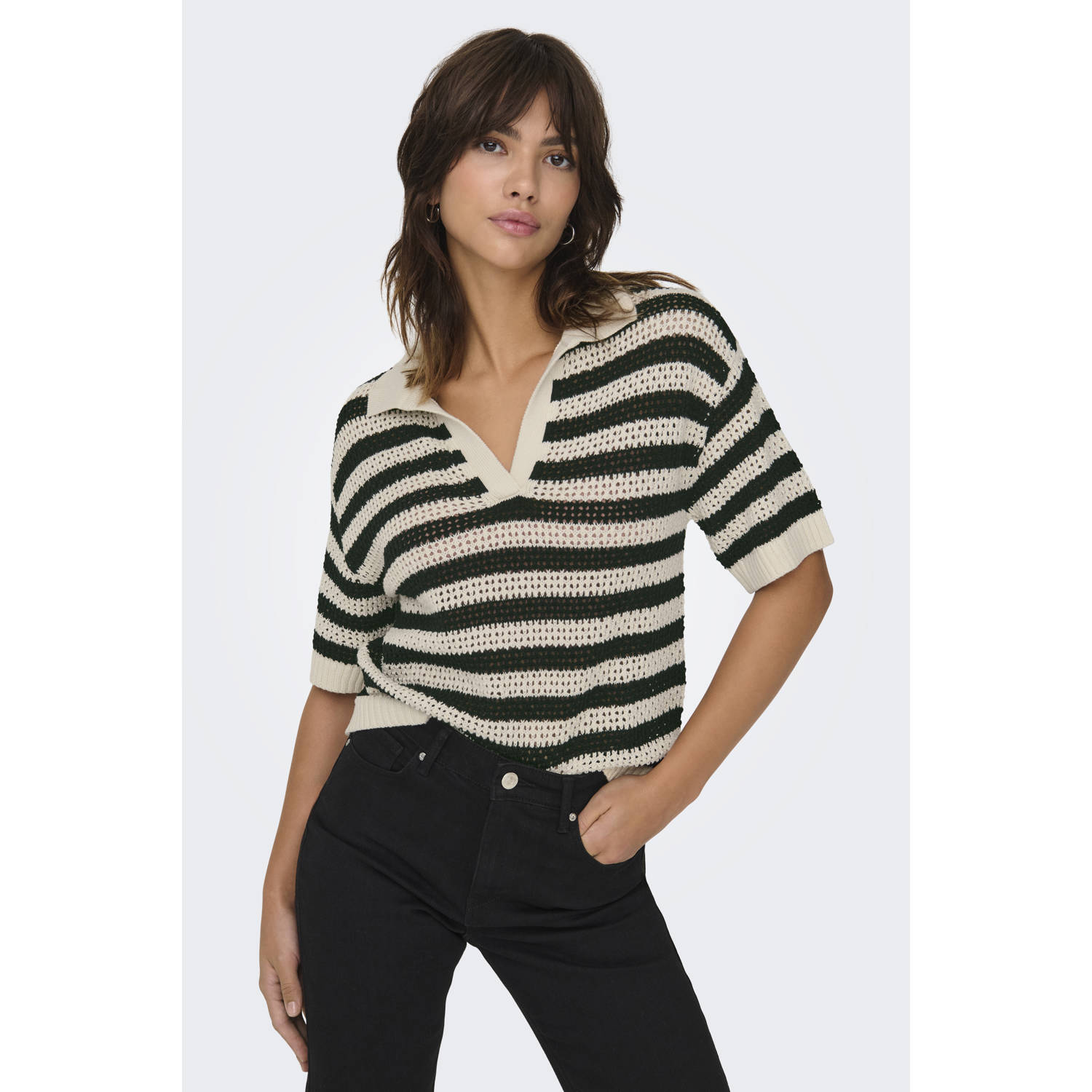 JDY top ecru crochet