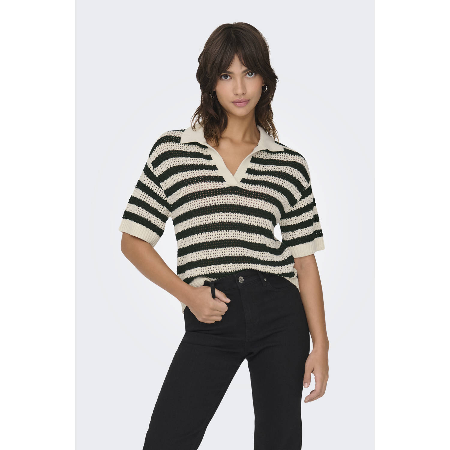 JDY top ecru crochet