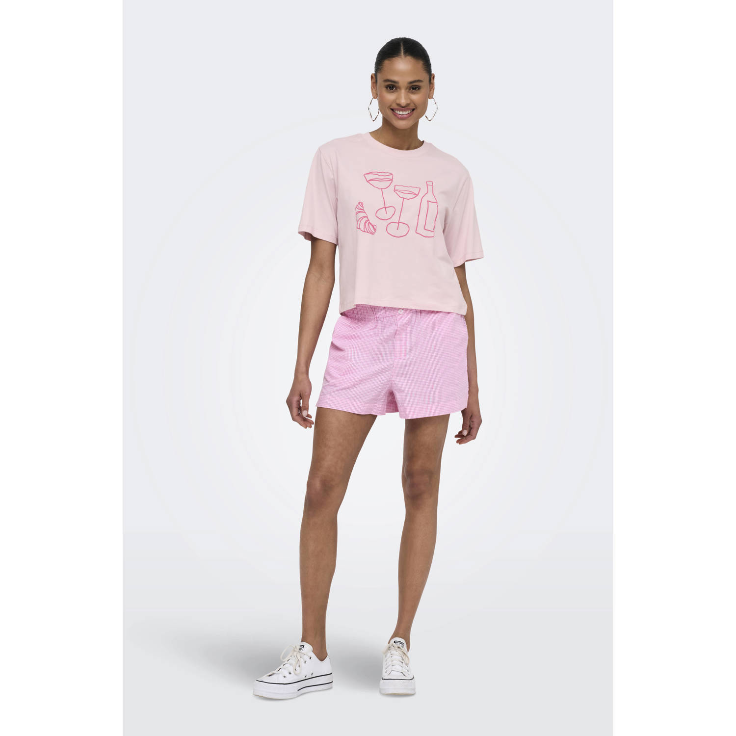 JDY T-shirt lichtroze