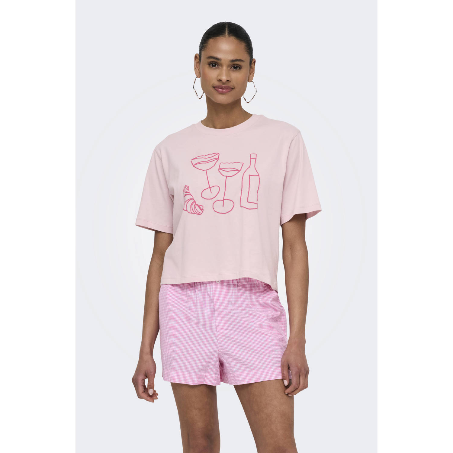 JDY T-shirt lichtroze