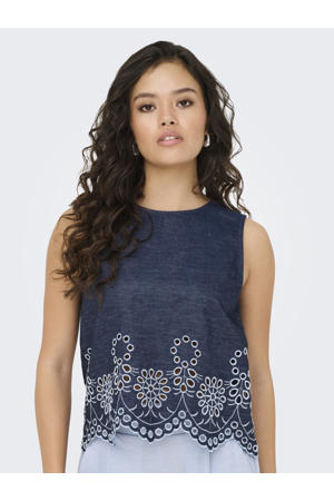 mouwloze top blauw