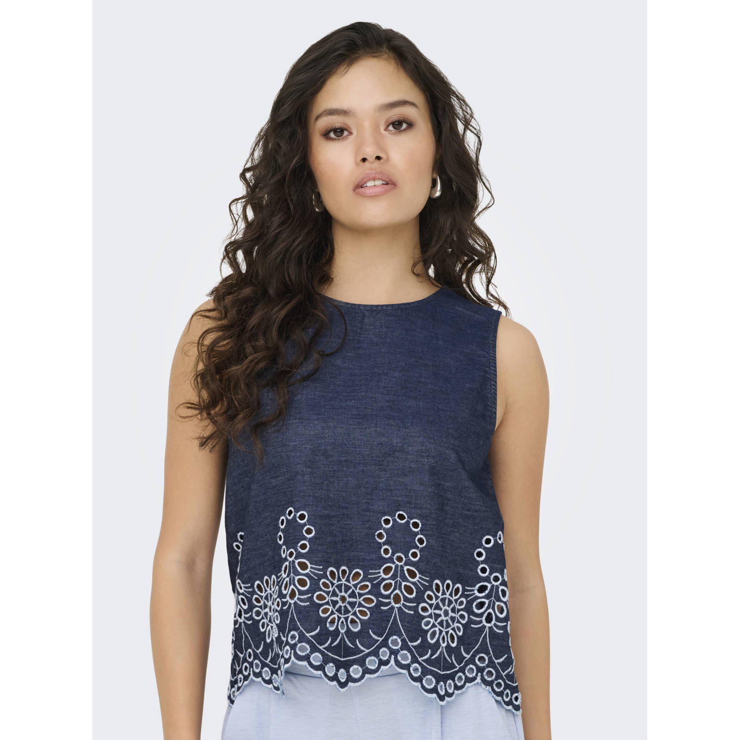 JDY mouwloze top blauw