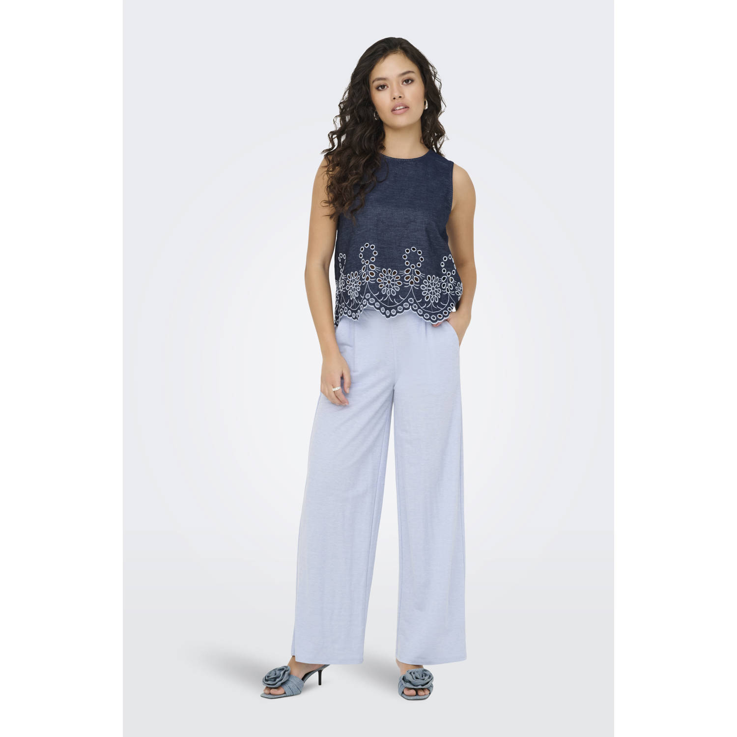JDY mouwloze top blauw