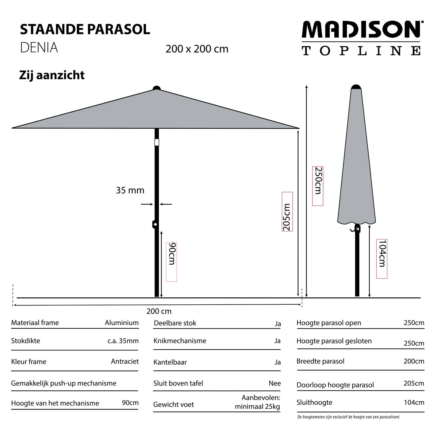 Madison Parasol Denia (200x200 cm)