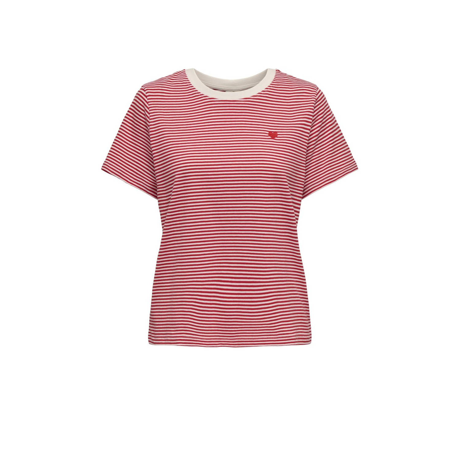 JDY T-shirt rood wit gestreept