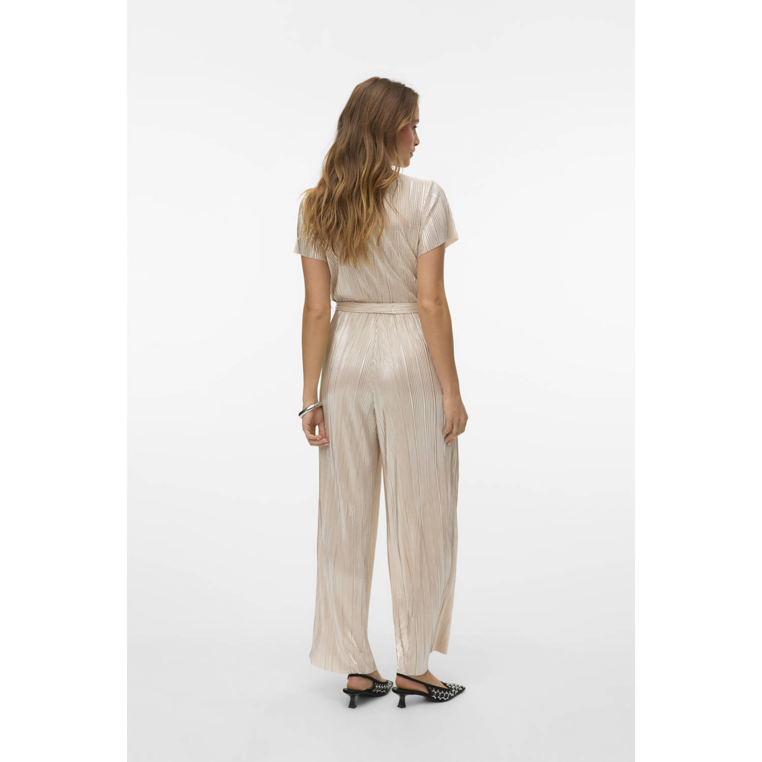 VERO MODA wide leg jumpsuit zilver met lurex