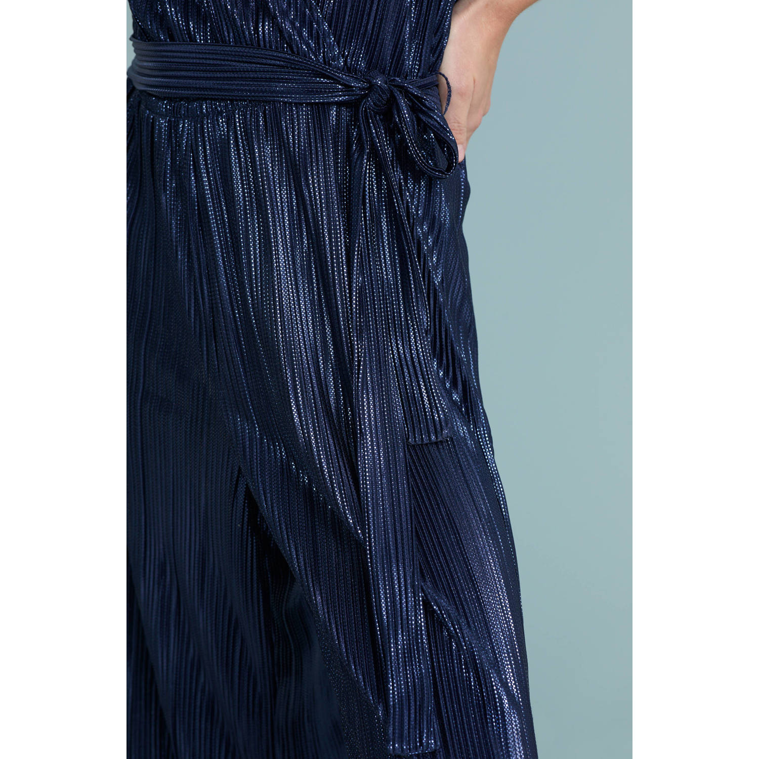 VERO MODA wide leg jumpsuit donkerblauw met lurex