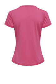 thumbnail: Roze dames ONLY PLAY CURVY Plus Size sportshirt met effen, korte mouwen en ronde hals