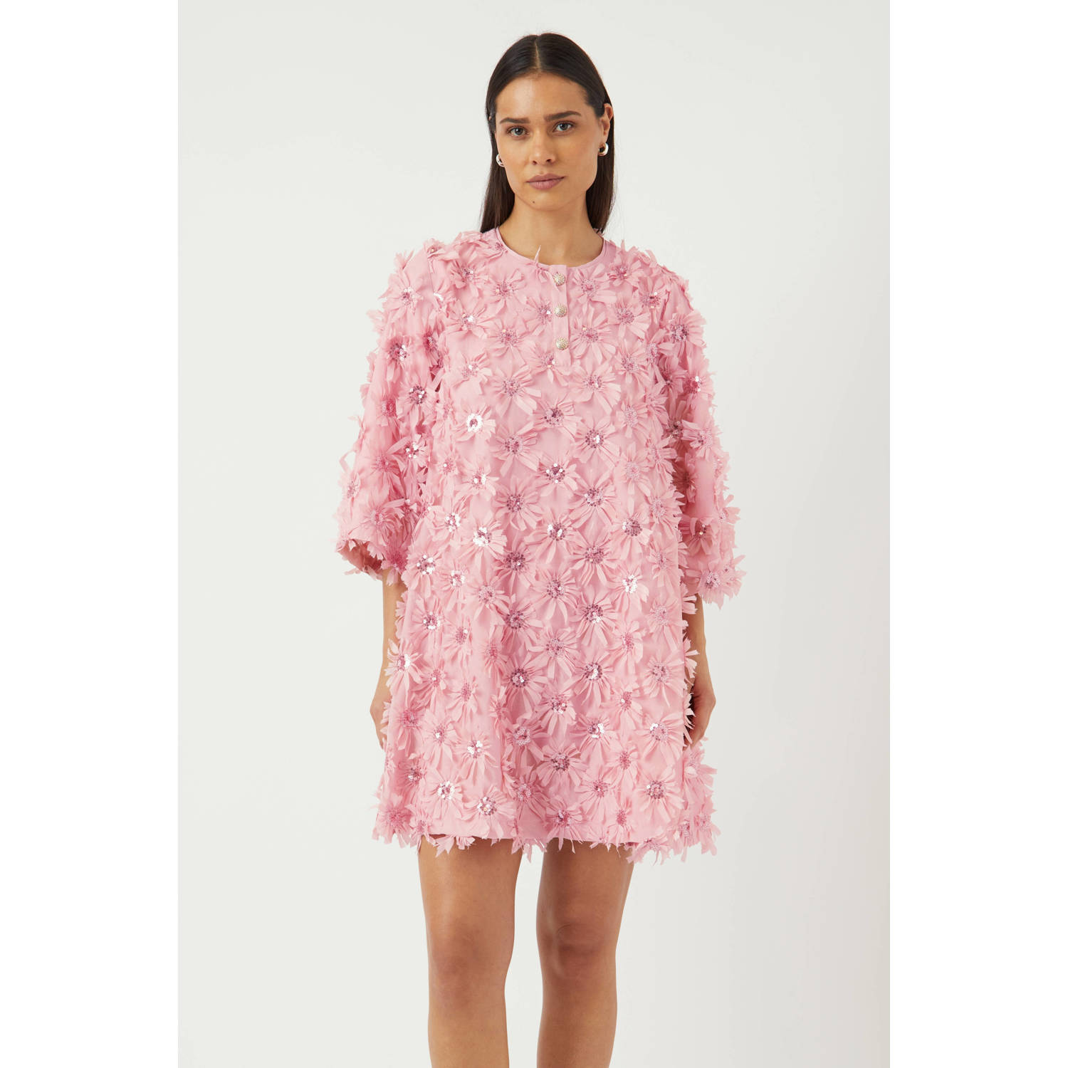 Y.A.S korte jurk met pailletten roze