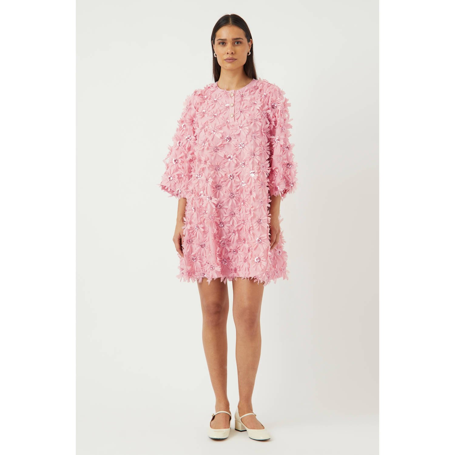 Y.A.S korte jurk met pailletten roze