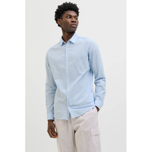 JACK & JONES ESSENTIALS linnen casual overhemd lichtblauw afbeelding
