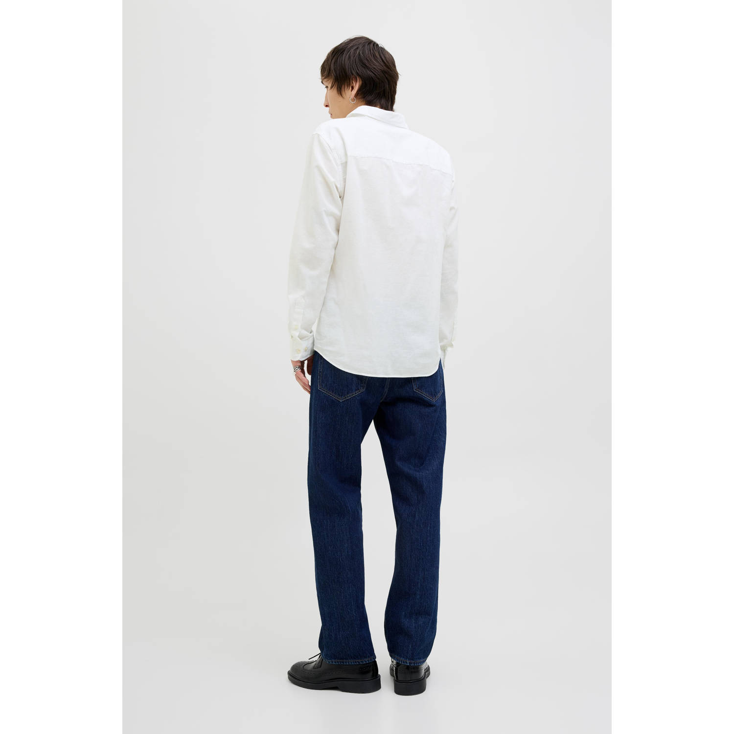 JACK & JONES ESSENTIALS linnen casual overhemd wit