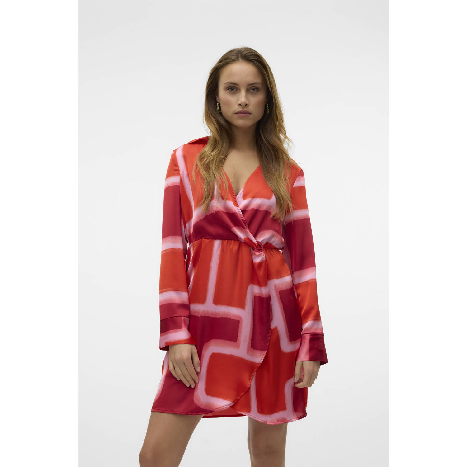 VERO MODA wikkel- overslagjurk rood
