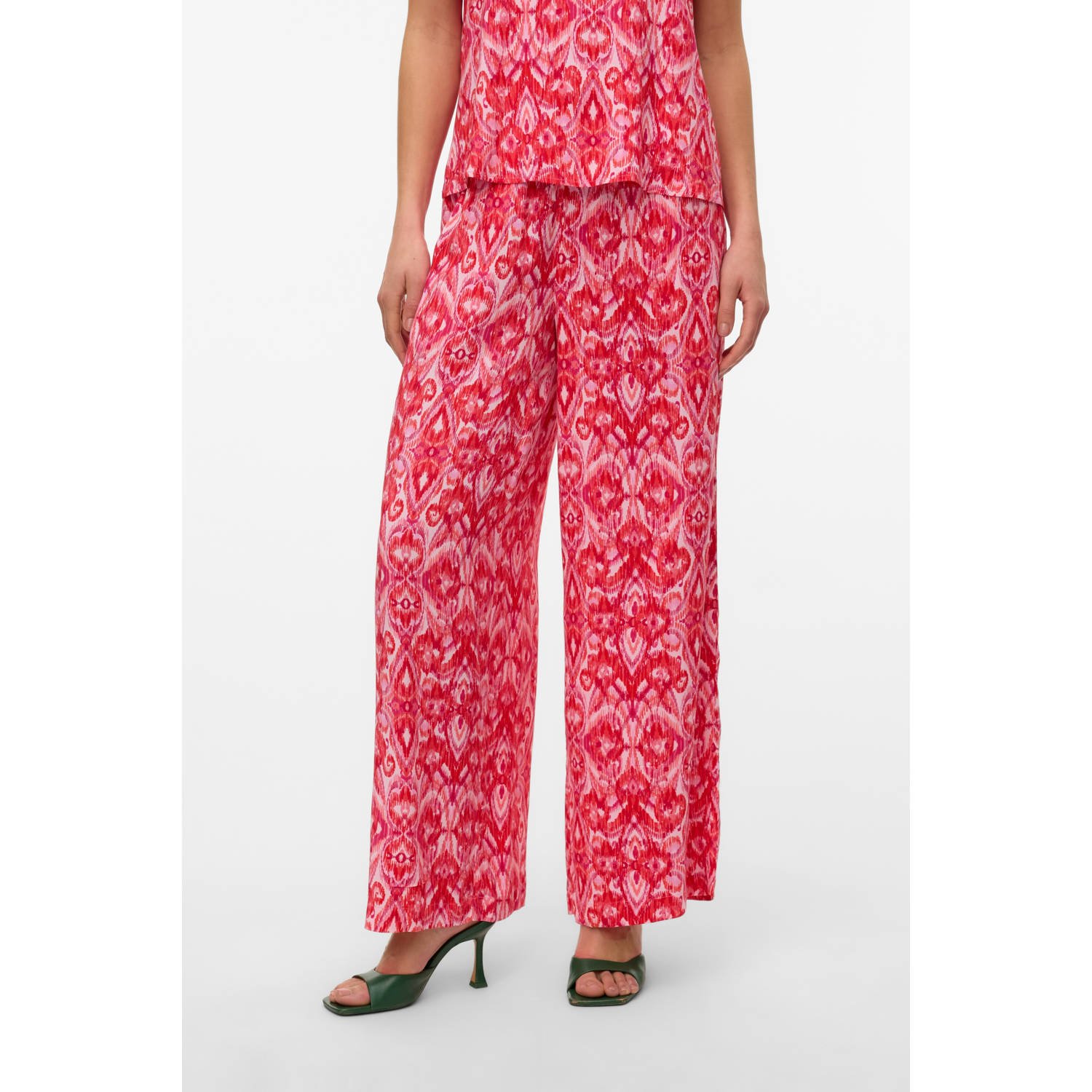 VERO MODA wide leg regular waist casual broek rood