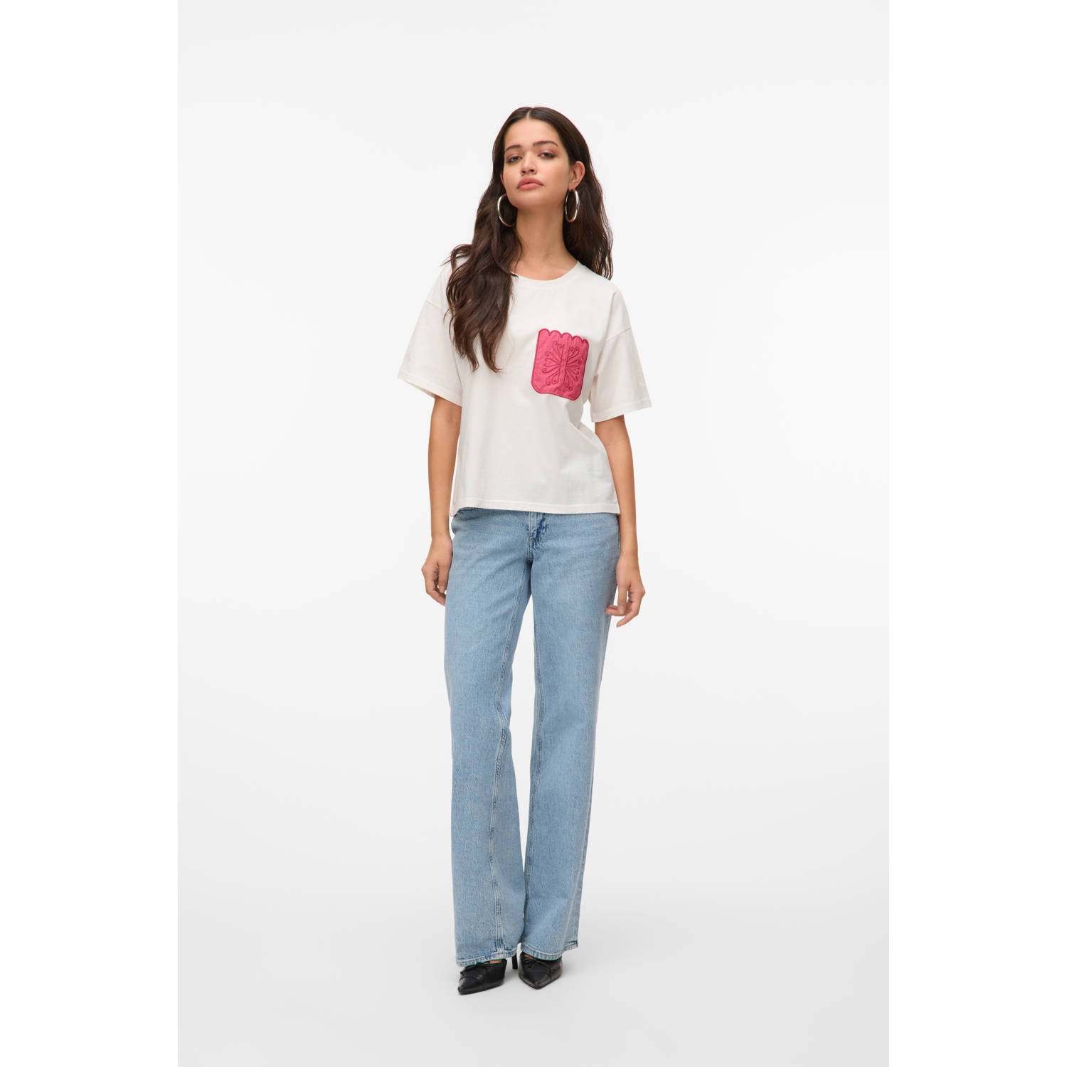 VERO MODA T-shirt wit broderie