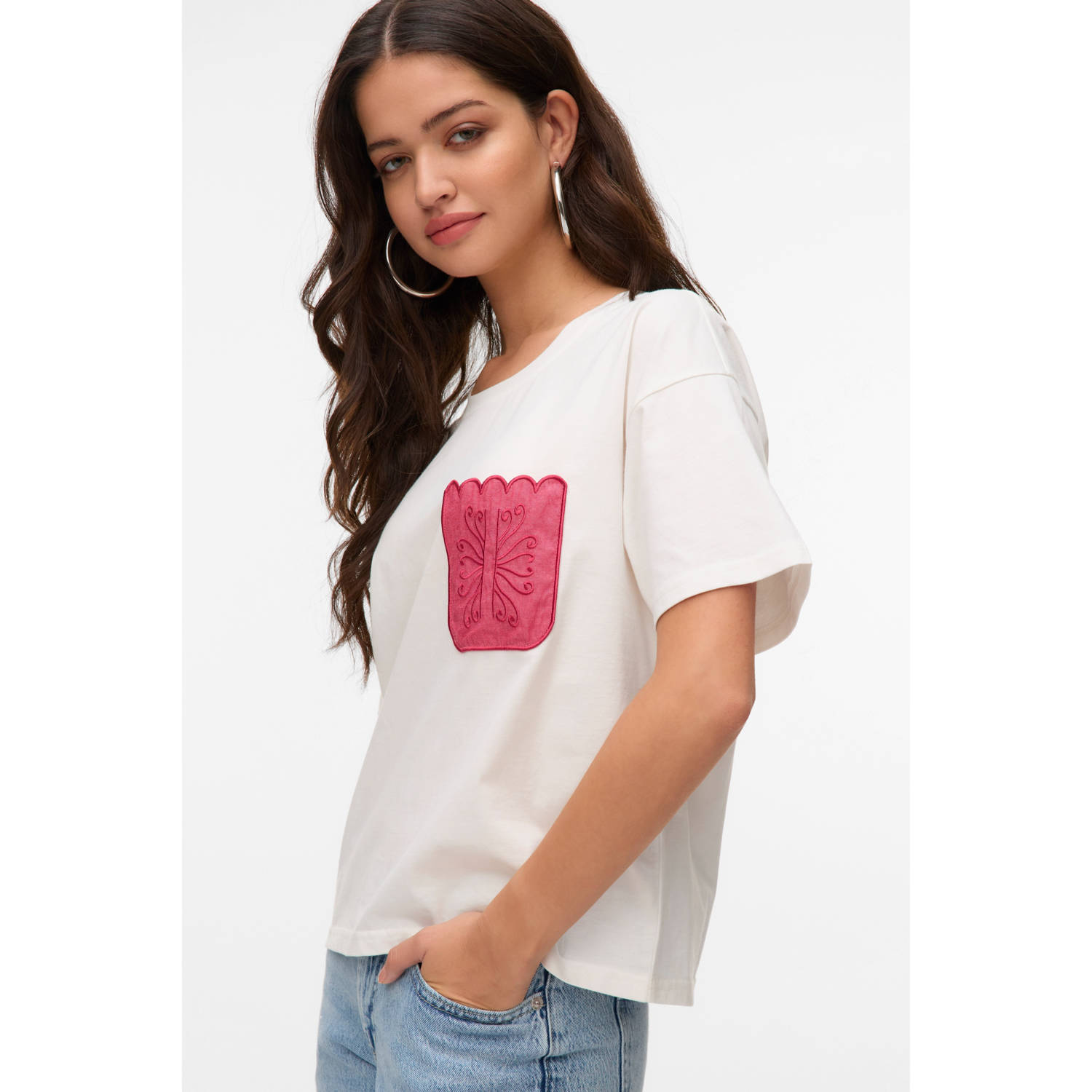 VERO MODA T-shirt wit broderie