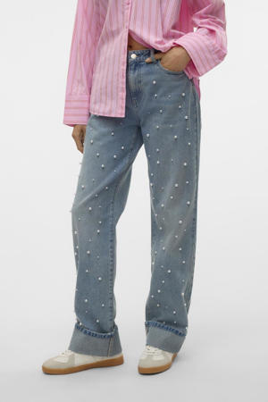 medium blue denim jeans met parels