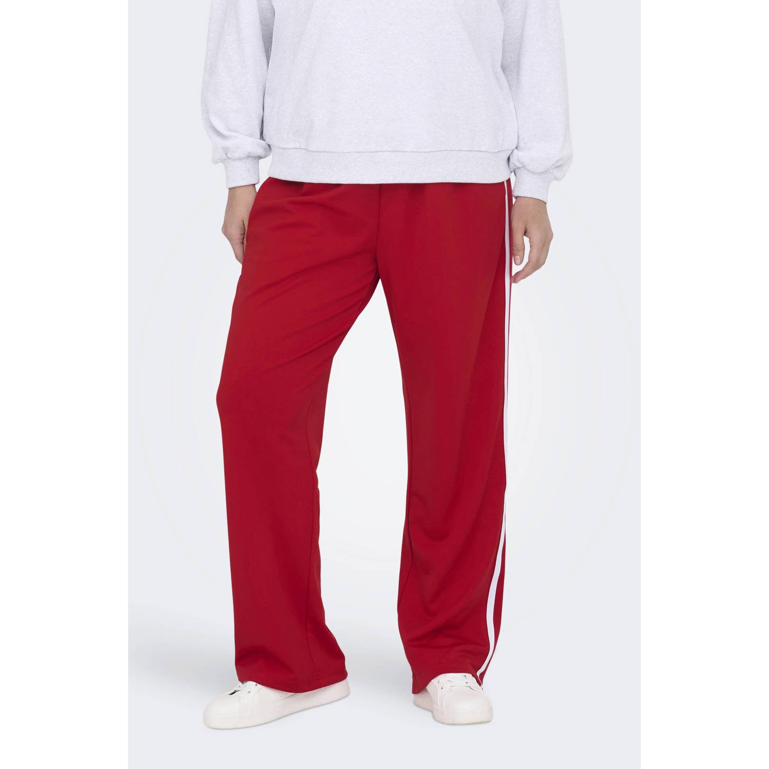 ONLY CARMAKOMA wide leg regular waist broek rood