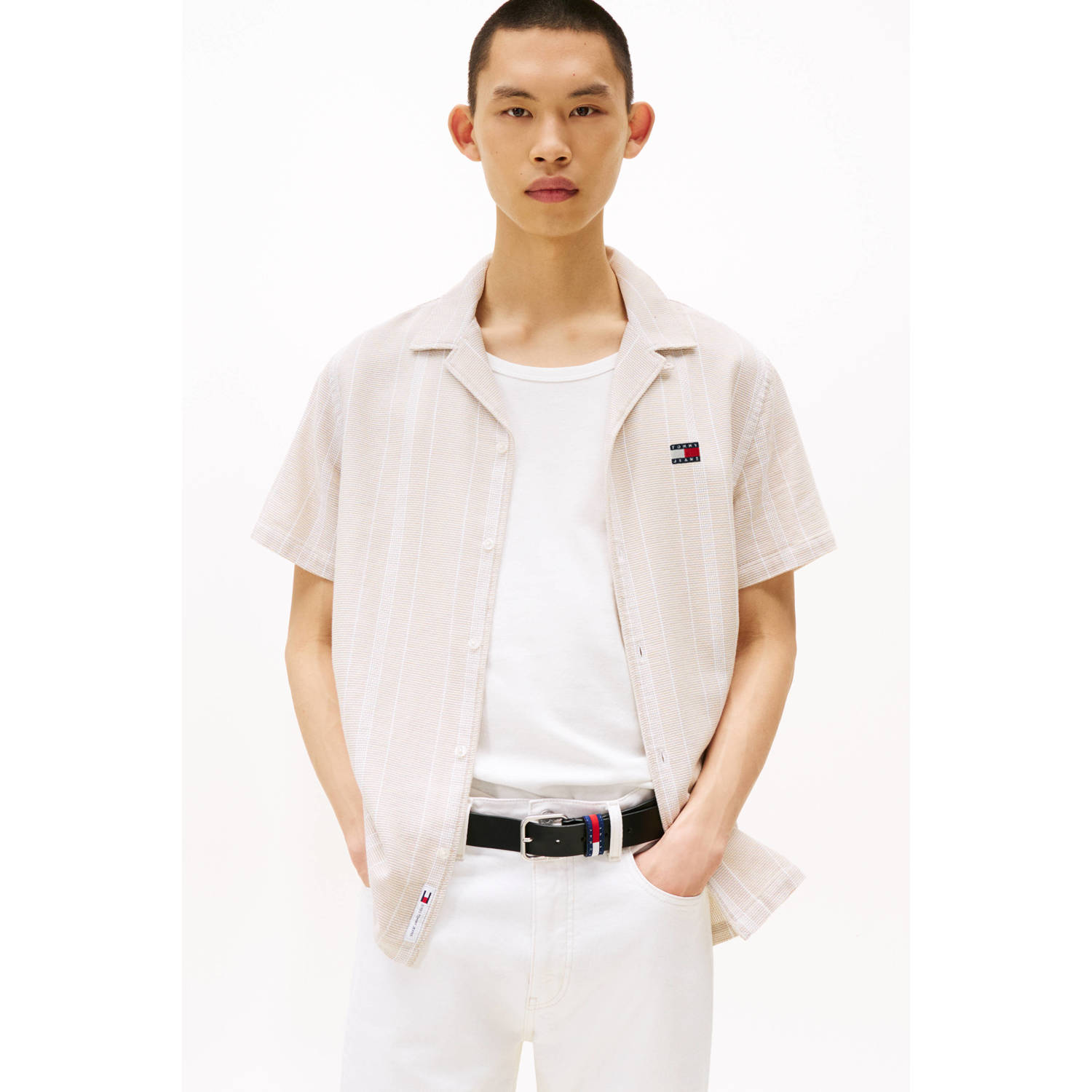 Tommy Jeans casual overhemd met textuur ecru