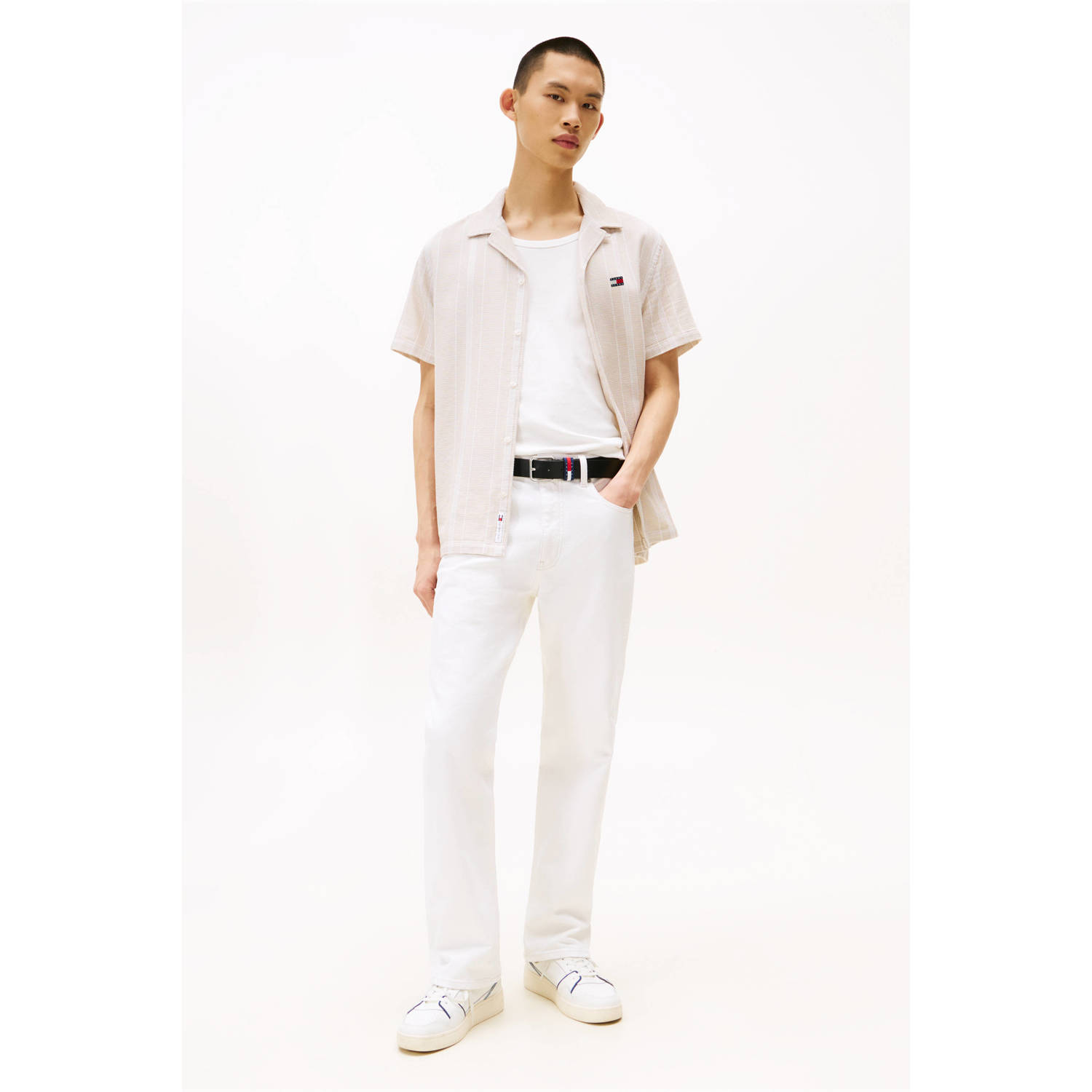 Tommy Jeans casual overhemd met textuur ecru