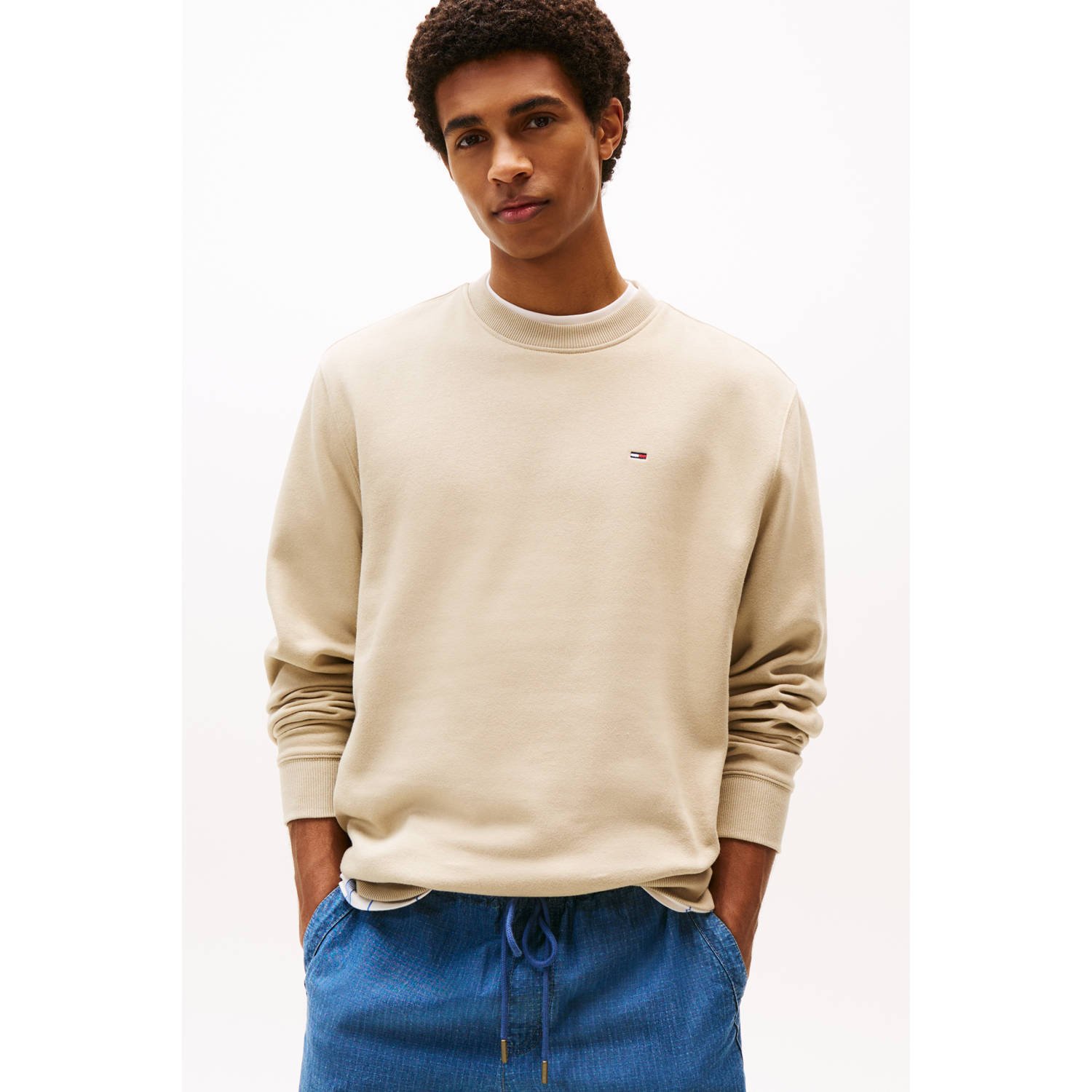 TOMMY JEANS Heren Truien & Vesten Tjm Reg S Flag Crew Ext Beige