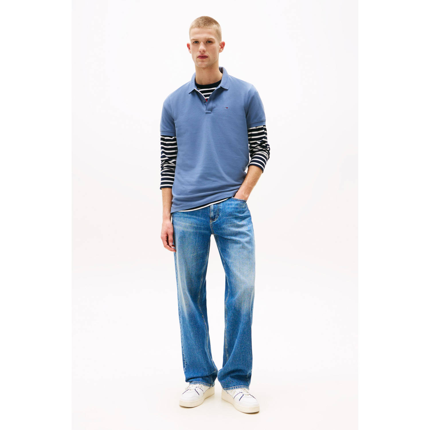 Tommy Jeans slim polo blauw