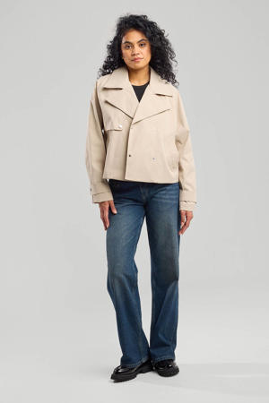 korte trenchcoat crème