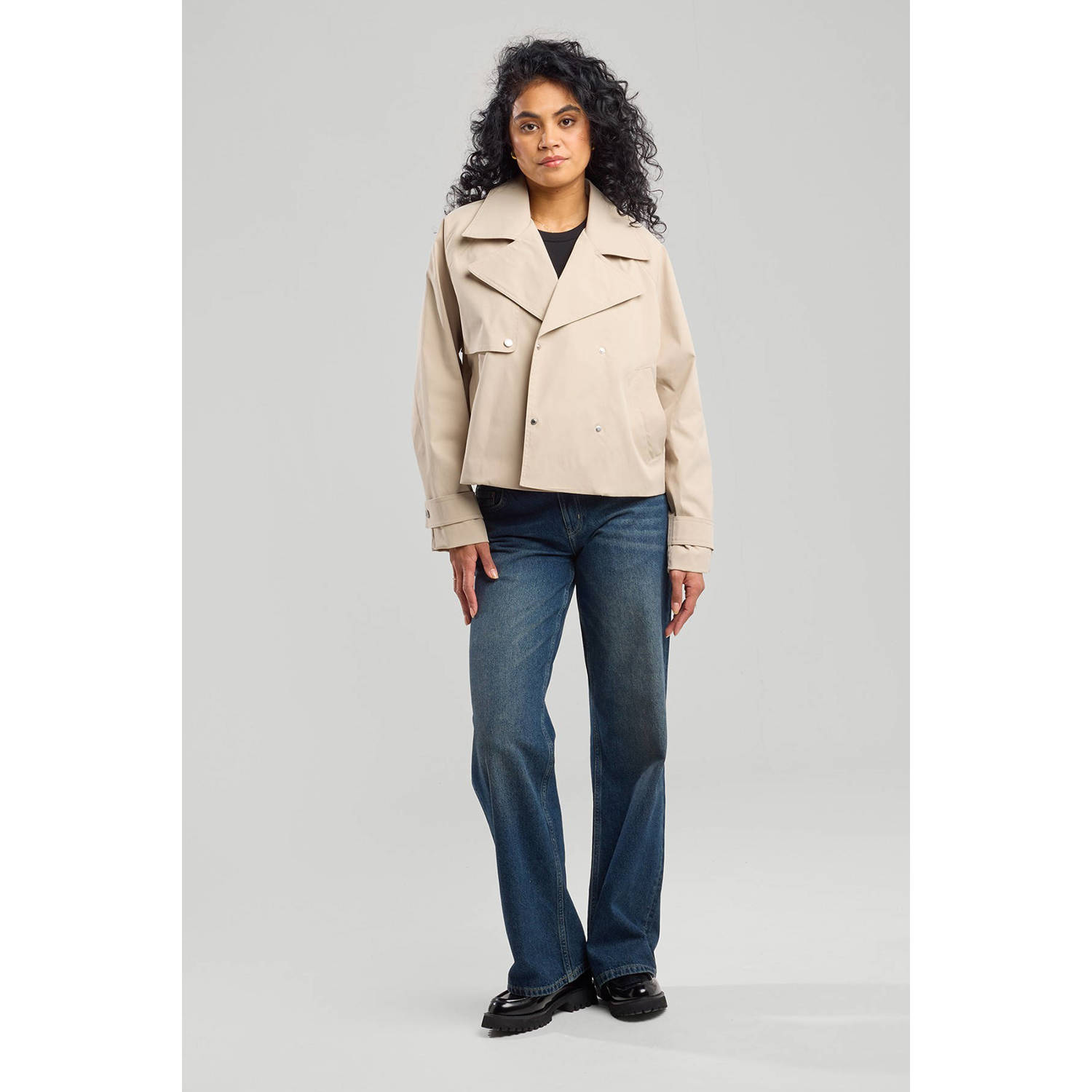 America Today korte trenchcoat crème