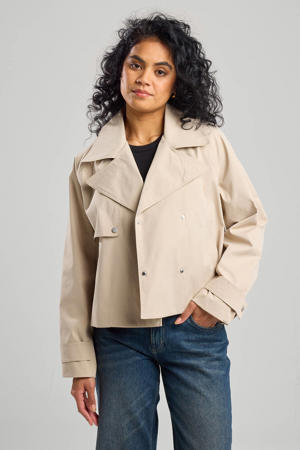 korte trenchcoat crème