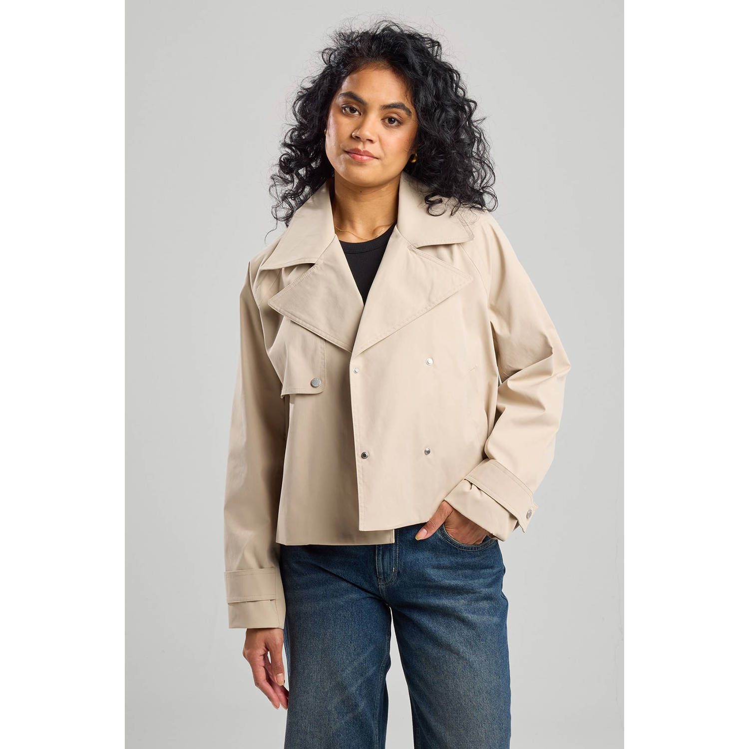 America Today korte trenchcoat crème