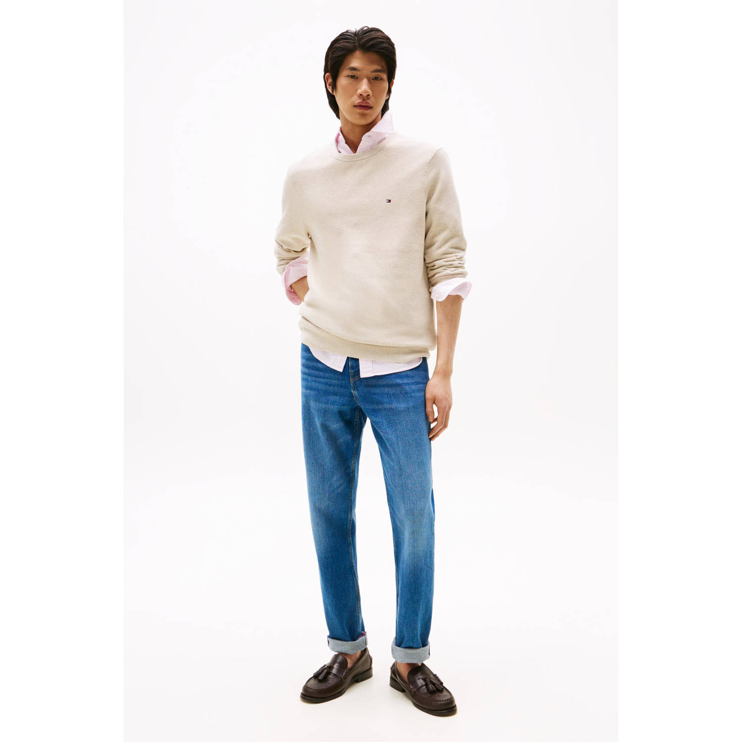 Tommy Hilfiger gebreide trui met textuur ecru