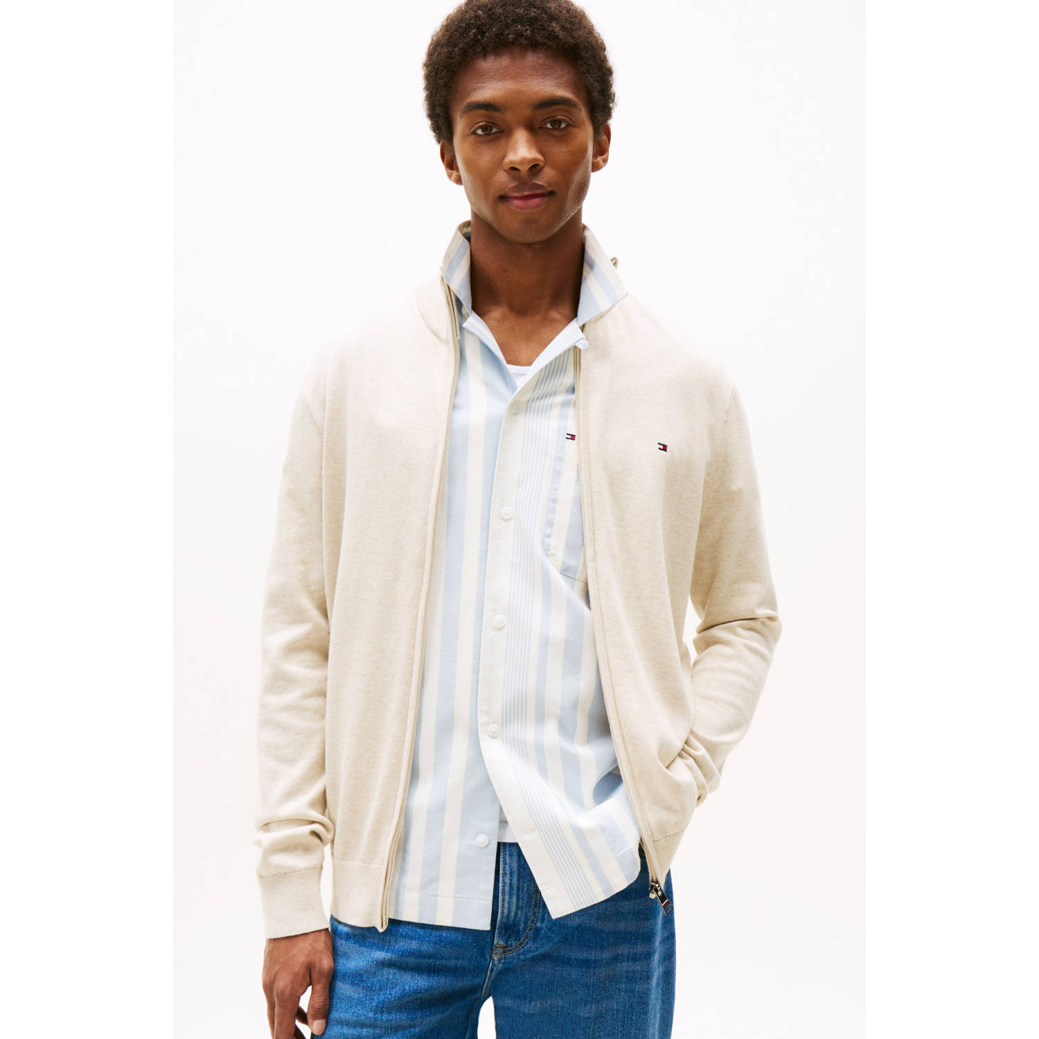 Tommy Hilfiger vest fijn gebreid ecru