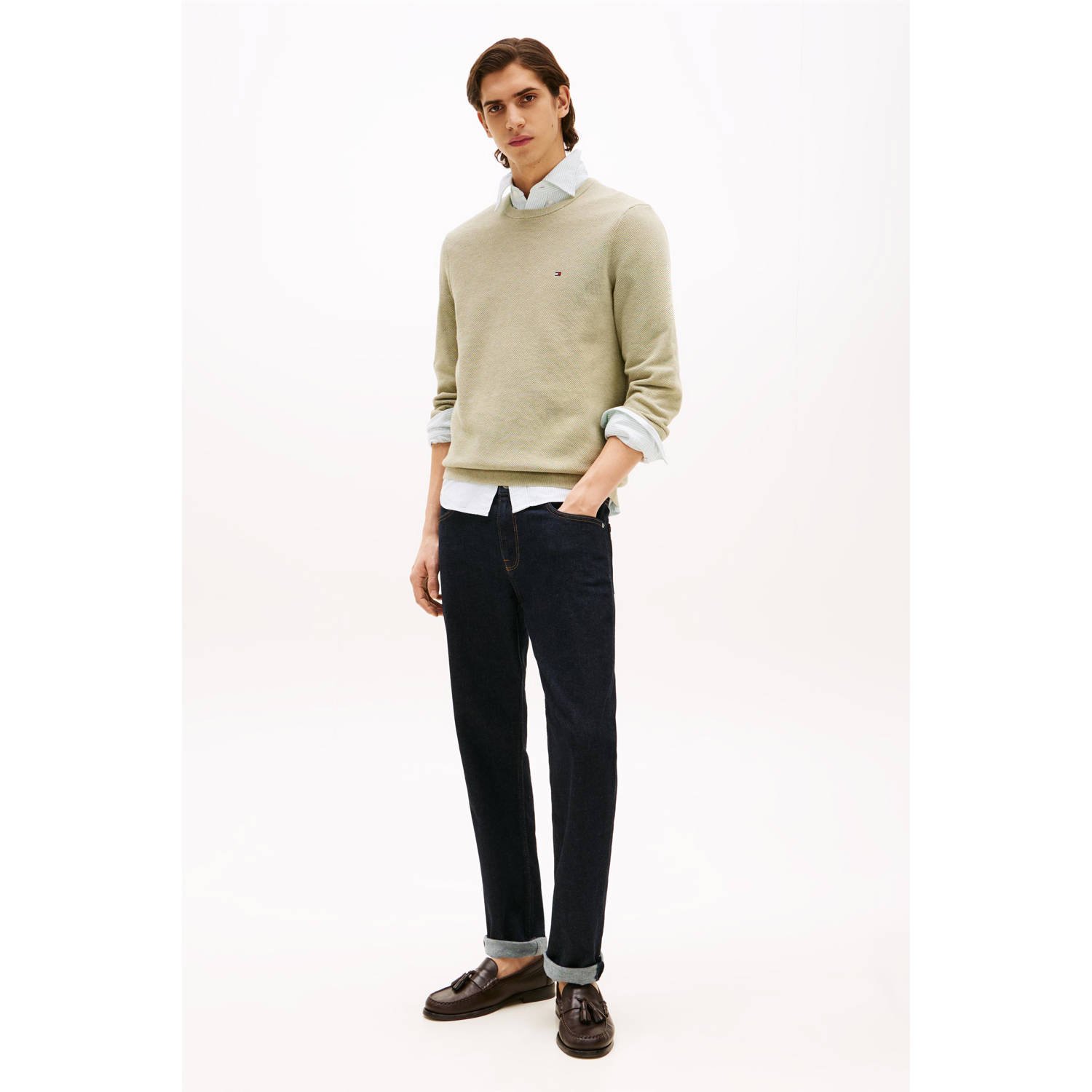 Tommy Hilfiger gebreide trui met textuur lichtgroen