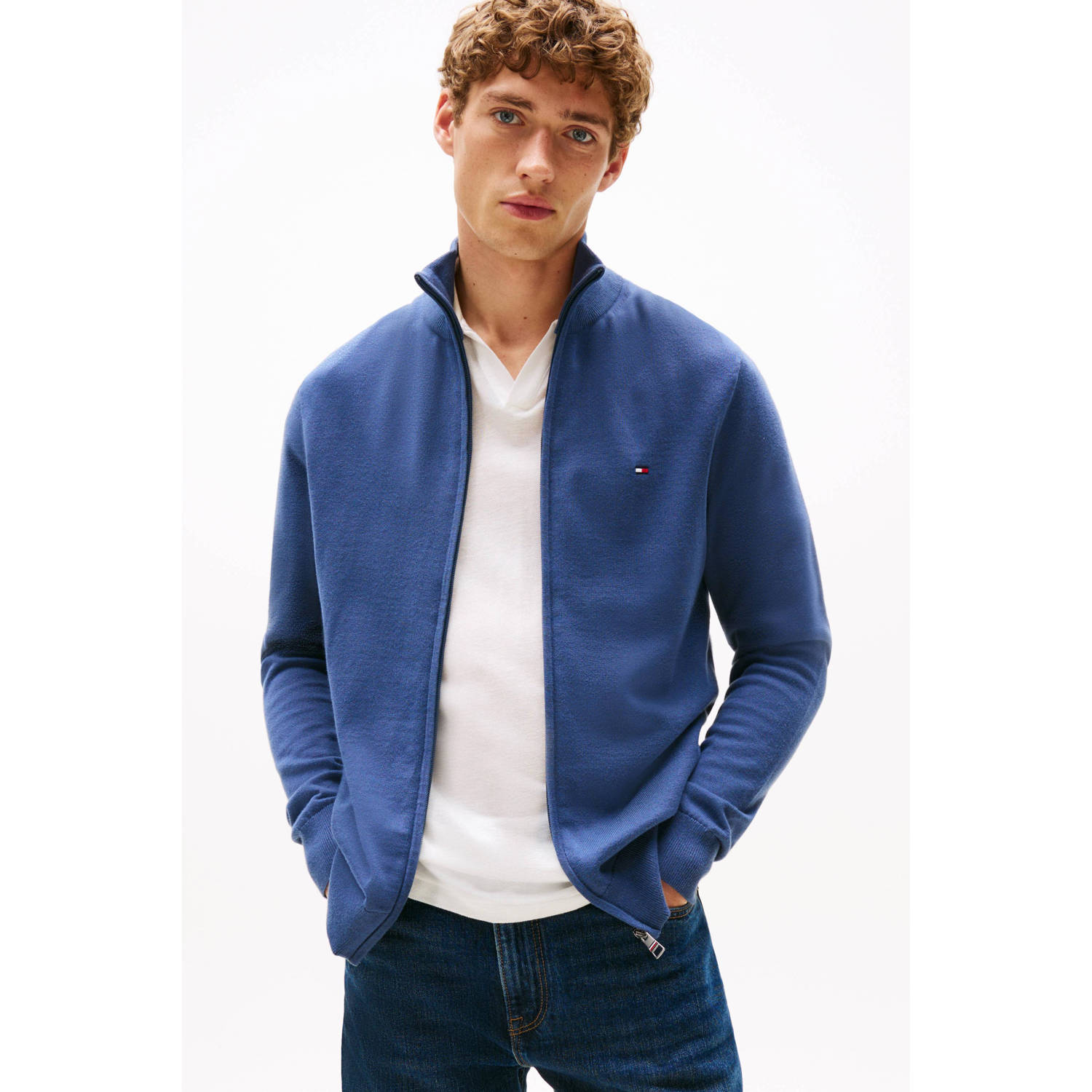 Tommy Hilfiger vest fijn gebreid blauw