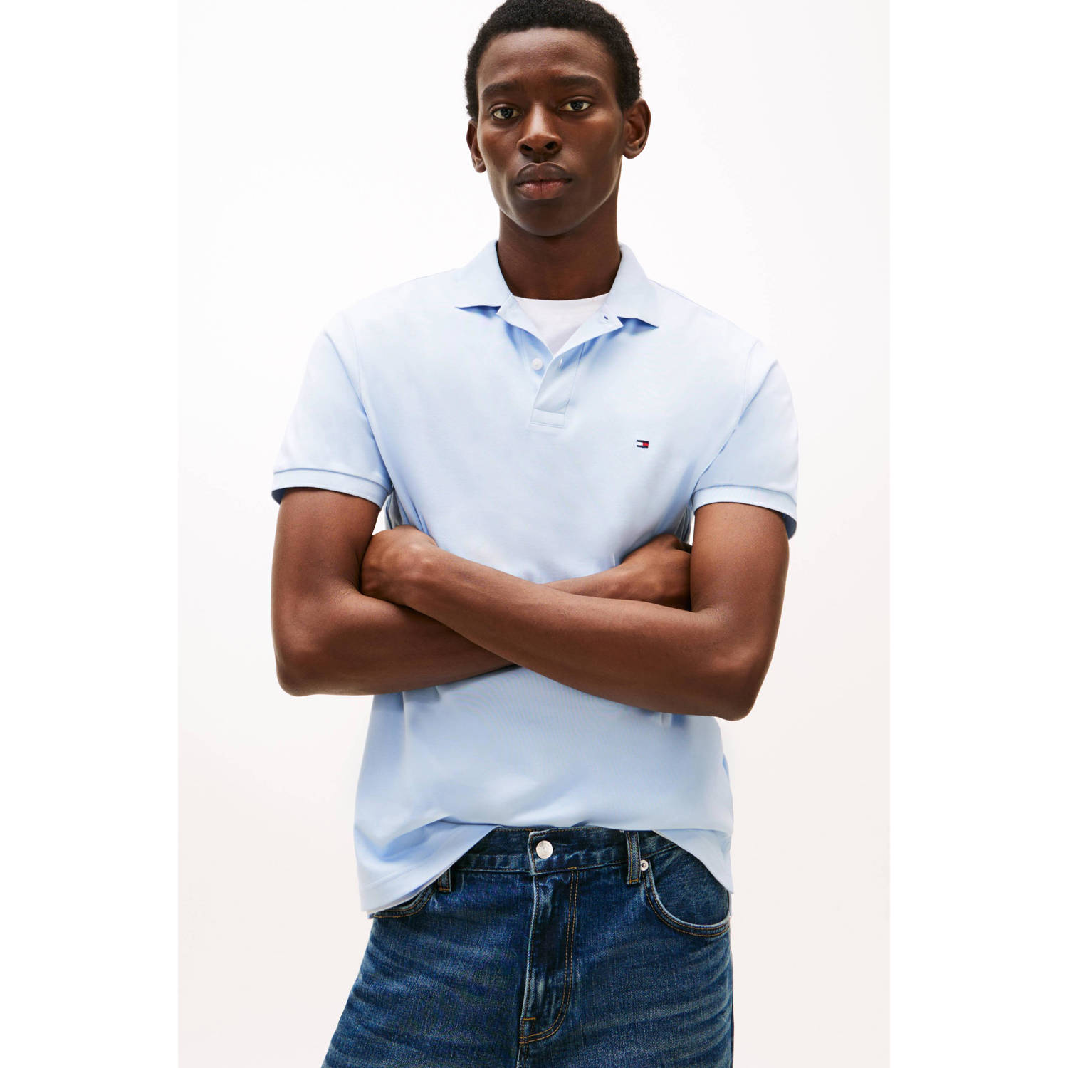 Tommy Hilfiger regular polo lichtblauw