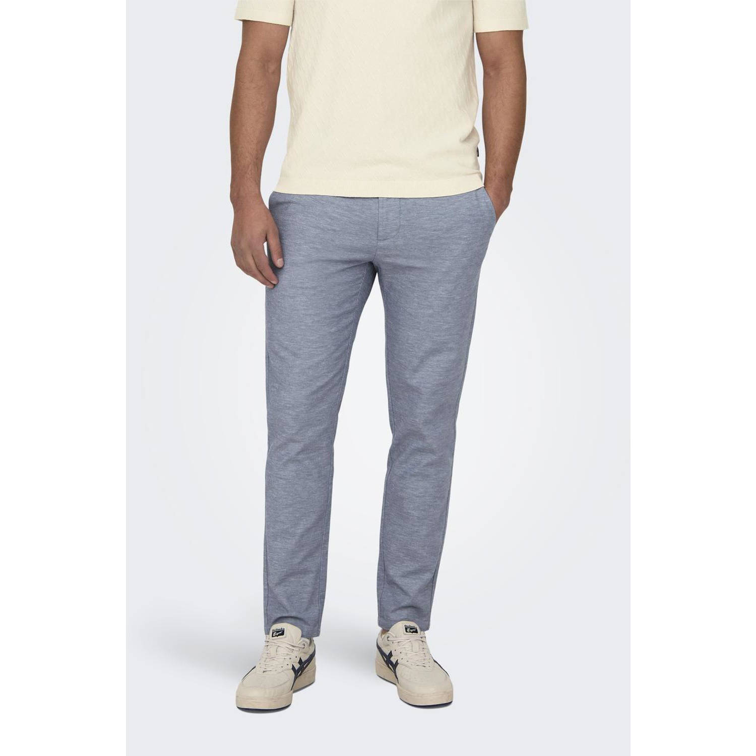ONLY & SONS tapered chino grijsblauw