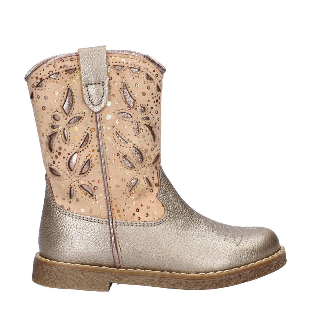 Gouden meisjes Nelson Kids leren cowboylaarzen met ritssluiting