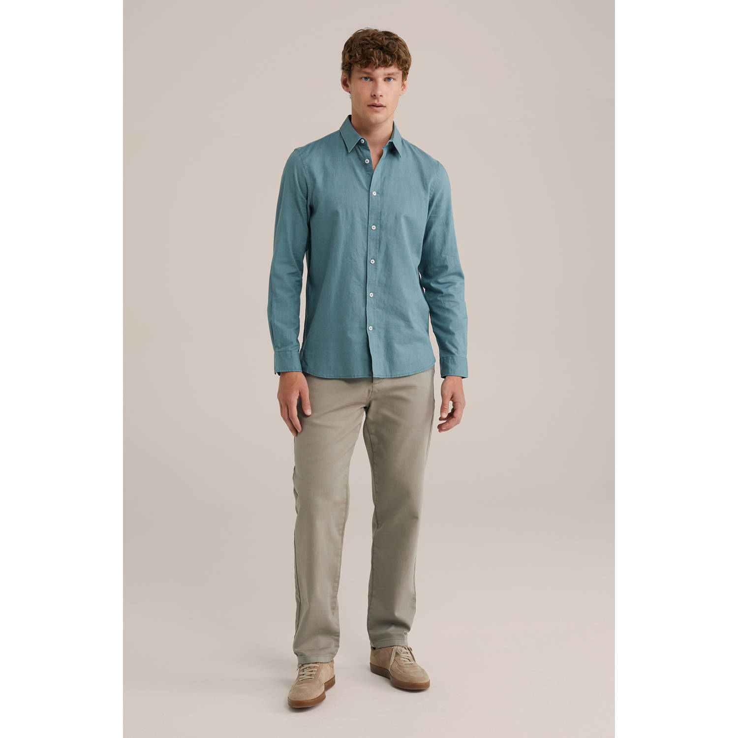 WE Fashion WE Fundamentals straight chino grijsgroen