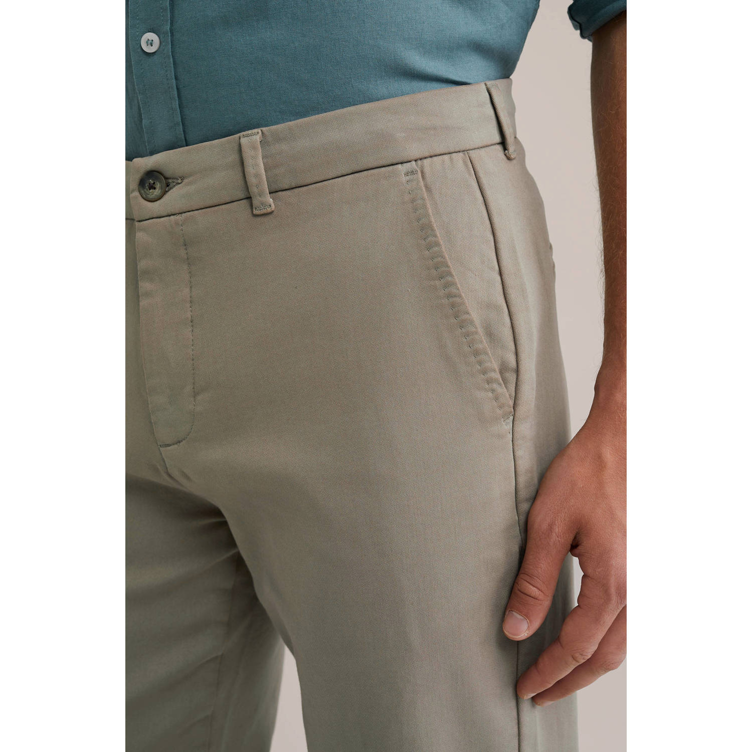 WE Fashion WE Fundamentals straight chino grijsgroen