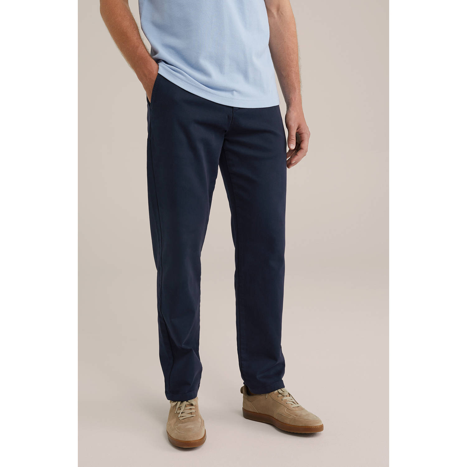 WE Fashion WE Fundamentals straight fit chino donkerblauw