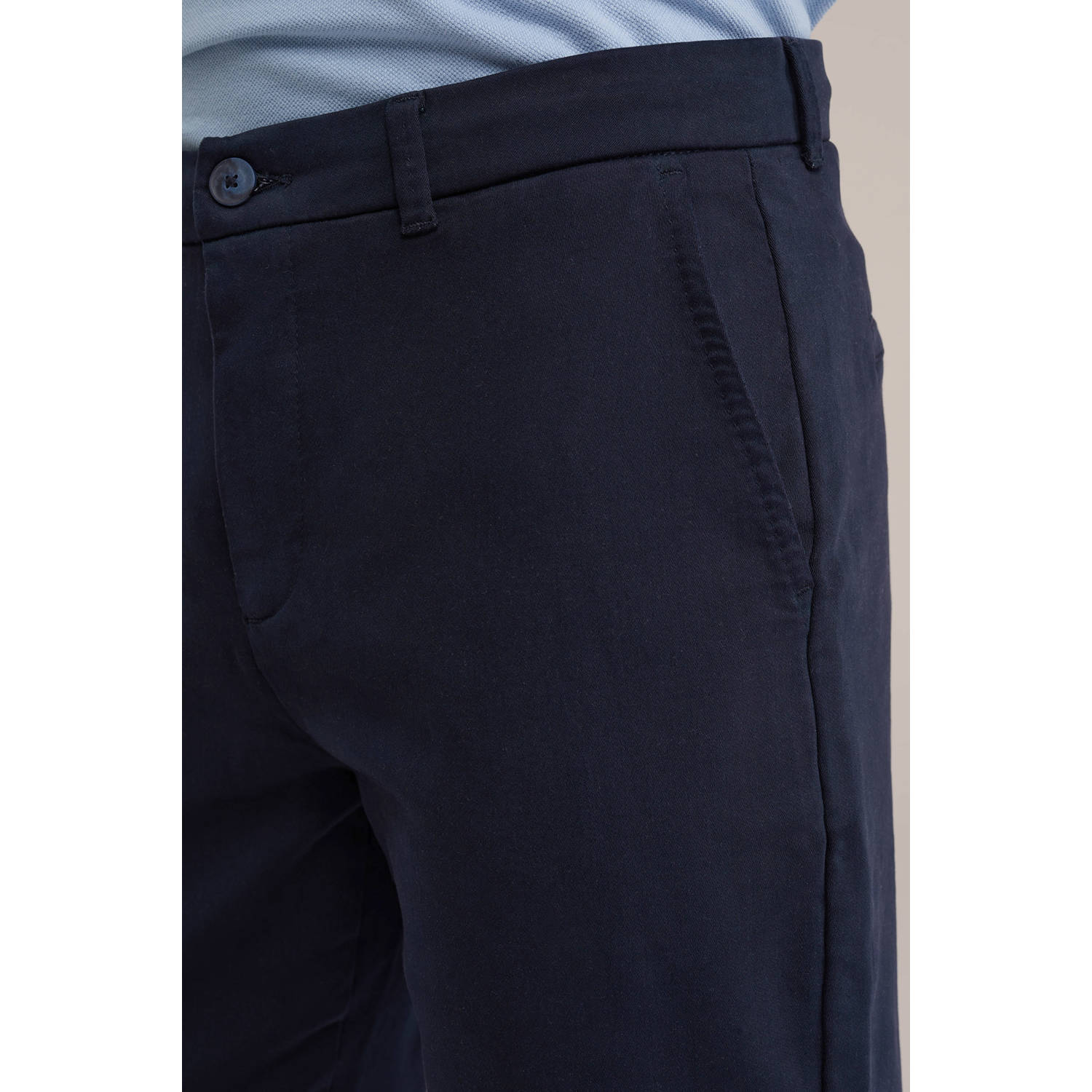WE Fashion WE Fundamentals straight fit chino donkerblauw
