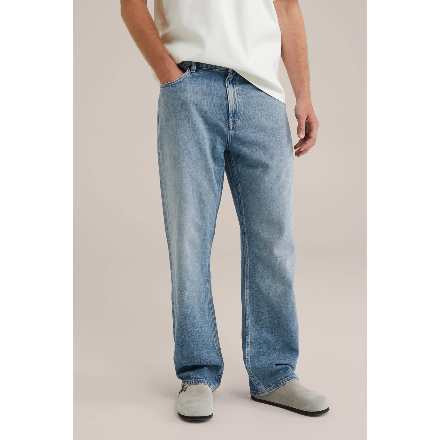 WE Fashion Blue Ridge loose fit jeans mid blue