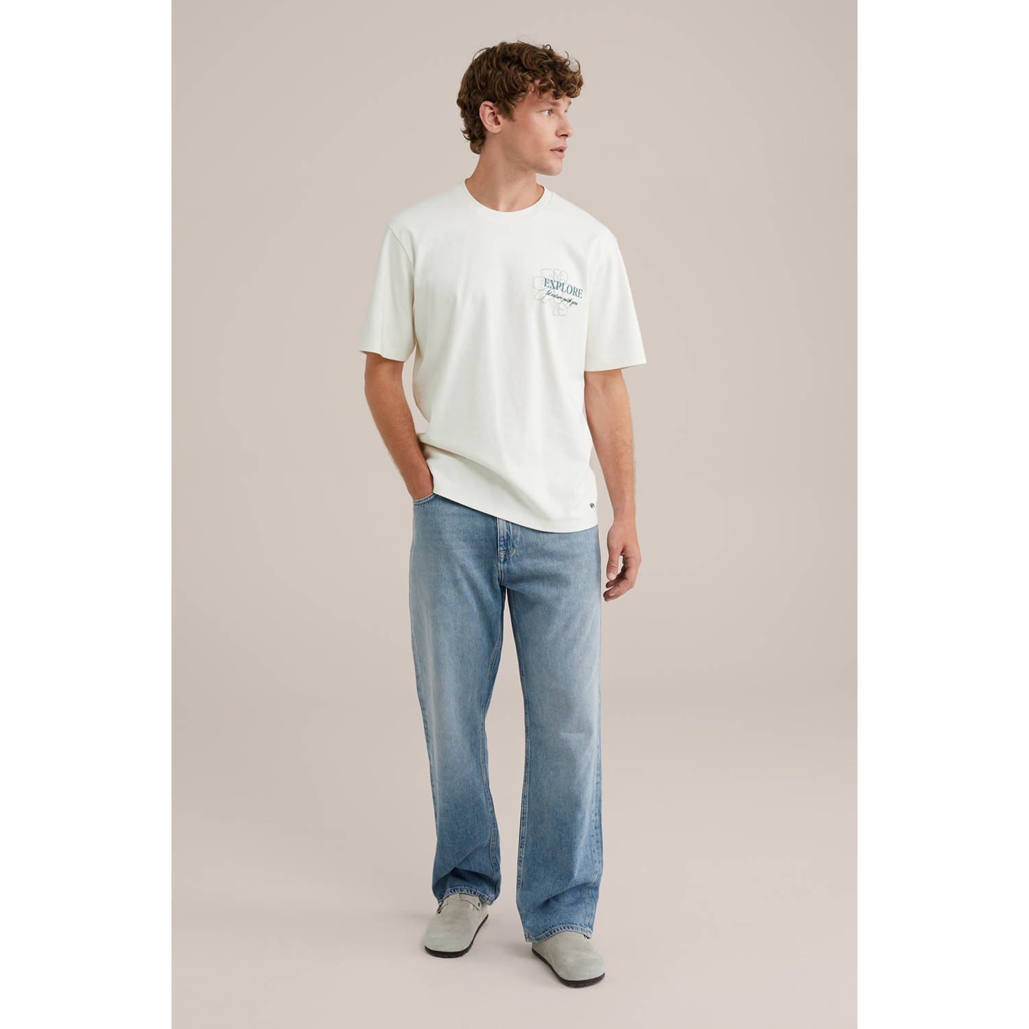 WE Fashion Blue Ridge loose fit jeans mid blue